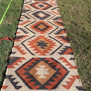 ジュート製階段ランナーラグ、手作り階段ランナー、廊下・玄関ランナー、キリム製階段用屋内階段、ヴィンテージスタイルのカスタムサイズランナー