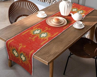 Statement table runner, High-quality table scarf, Chic table sheet, Heritage style table cloth, Turkish rug design table runner, KilimRunner