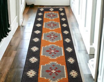 Kilim Runner Rug - Vintage Stair Runner Rug Handmade Jute Runner Wool Stair Runner Hallway Entryway Runner Handwoven Outdoor Runner