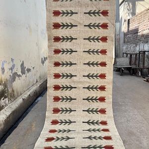 階段用ランナー - ヴィンテージ階段用キリムランナーラグ、手作り大型ラグ、ウールジュート廊下用ラグ、ボヘミアン風手織り、ボヘミアン風屋外階段用ランナー