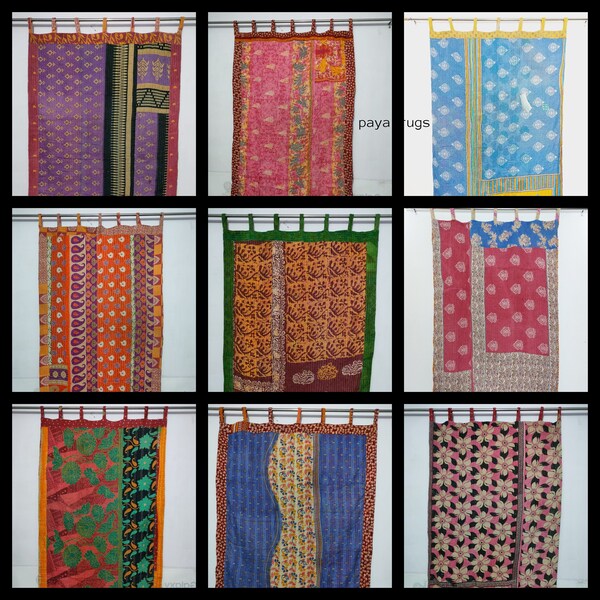 Vintage Kantha Handmade Cotton quilted Curtain, Door curtains / Window Curtains / Shower Curtains/Shower Curtain mixed assorated  curtain