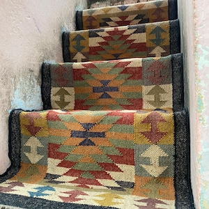 Stair Runner - Handmade Kilim Runner, Jute Hallway & Kitchen Decor, Custom Size 2x30 Feet, Washable Kilim for Outdoor Indoor Stairs Jute