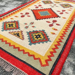 Handmade Kilim Rug, Wool Jute Rug, handwoven Rug,  
Kilim Rugs,
Wool and Jute Rug,
Bohemian Rug, 
Navajo Kilim Rug, Southwestern Rug, 
Kilim Dhurrie Rug, 
Area Kilim Rug, Flatweave Kilim Rug, Brown Pink Kilim Rug, Aztec Dhurrie Rug, 
Wool Kilim Rugs