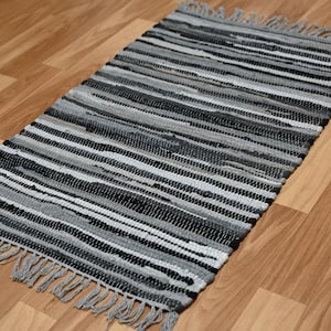 Cotton Chindi Rug - Flatweave Rug machine washable - small rug - bath/shower mat - white, ivory, turquoise, taupe, teal- handwoven