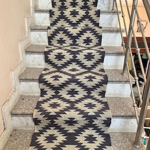 Teppich Läufer - Handgefertigter Navajo Kelim Jute Flur & Küche Teppich in Sondergröße für Treppen Eingangsbereich Langlebiger gewebter Kilim