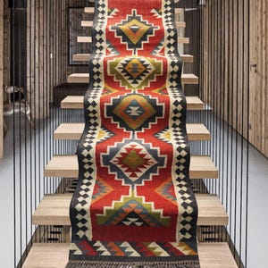 Stair Runner - Handmade Kilim Runner, Jute Hallway & Kitchen Decor, Custom Size 2x30 Feet, Washable Kilim for Outdoor Indoor Stairs Jute