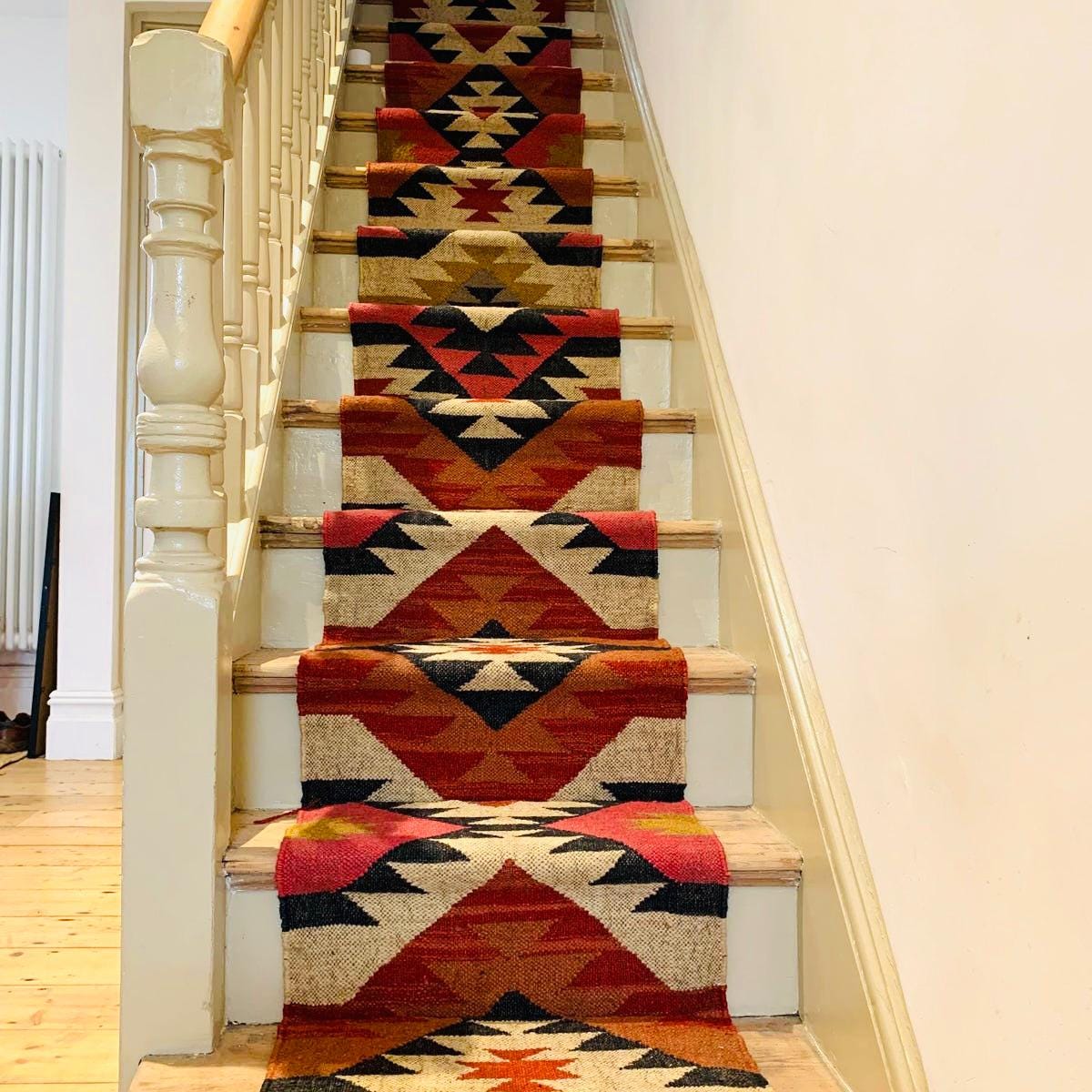 Stair Runner - Handmade Kilim Stair Runner, Jute Hallway & Kitchen Decor, Custom Size Pink 2x30 Feet, Washable Kilim for Indoor Stairs Jute