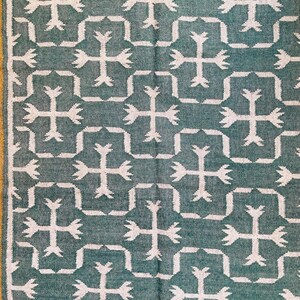 Wool Jute Kilim Rug Bohemian Kilim Area Rug, Navajo Flatweave Design, Indian Dhurrie Rug, Eco-Friendly Home Decor image 5