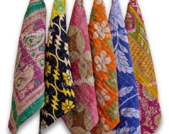 100 Pack - Various Colored Assorted Set Of 5 Pcs Vintage Kantha hanging loop towel,Handmade Colorful towel,Tea towel,Kitchen Cotton towel,