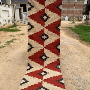 Stair Runner - Handmade Kilim Runner, Jute Hallway & Kitchen Decor, Custom Size 2x30 Feet, Washable Kilim for Outdoor Indoor Stairs Jute