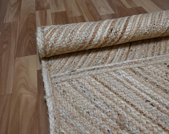 Natürlicher Juteteppich Juteteppich Boho Juteteppich Rechteckiger Juteteppich, Boho-Dekorteppich, Juteteppich, quadratischer Juteteppich