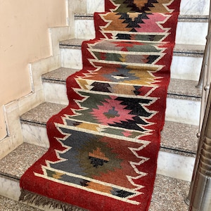 Treppenläufer - Handgemachter natürlicher Jute-Läufer, Jute-Flur-Küchen-Dekor, Kelim für Haustreppen, handgefertigter Eingangsläufer im Vintage-Stil