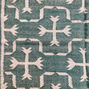 Wool Jute Kilim Rug Bohemian Kilim Area Rug, Navajo Flatweave Design, Indian Dhurrie Rug, Eco-Friendly Home Decor image 8