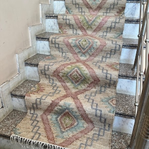 Teppich Läufer - Handgewebter großer Teppich Wolle Jute Teppich Läufer Boho Handgewebter Boho Teppich Läufer Orientalisch Waschbar