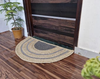 Jute Doormat Indoor, Handwoven Jute Mat, Semi Circle Doormat, Half Moon Rug, Natural Jute Rug, Boho Entryway Rug, Farmhouse Entry Mat