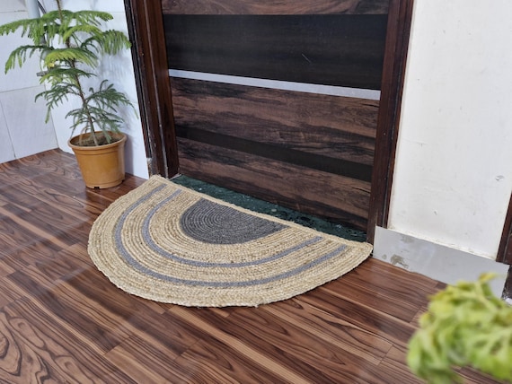 Jute Doormat Indoor, Handwoven Jute Mat, Semi Circle Doormat, Half Moon Rug, Natural Jute Rug, Boho Entryway Rug, Farmhouse Entry Mat