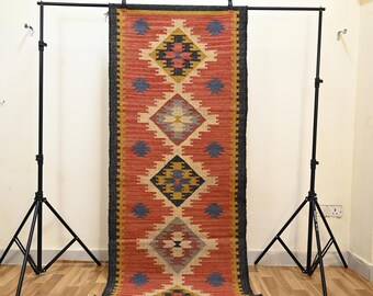 Handwoven Kilim Runner Rug - Vintage Stair Runner Rug, Handmade Jute Runner For Outdoor - Indoor Stair, Hallway Entryway Kitchen Jute Runner