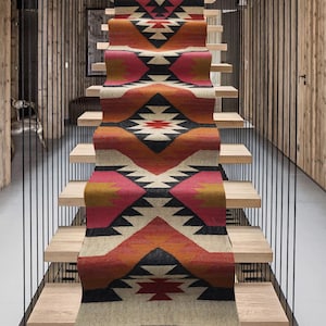 Stair Kilim Runner - Handmade Kilim Runner, Jute Hallway & Kitchen Decor, Custom Size 2x30 Feet, Washable Kilim for Indoor Stairs Jute Rug