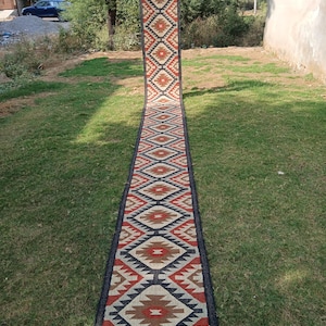Stair Runner - Handmade Kilim Runner, Jute Hallway & Kitchen Decor, Custom Size 2x30 Feet, Washable Kilim for Outdoor Indoor Stairs Jute