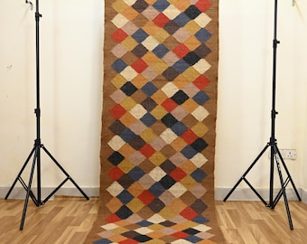 Kilim Stair Runner - Handmade Multicolour Runner, Custom 2x30 Feet Washable for Hallway Kitchen Decor, Eco-Friendly, Rustic Entryway Rug