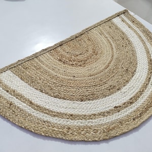 Dörrmatta i jute för inomhusbruk, handvävd jutematta, halvrund dörrmatta, halvmånematta, naturlig jutematta, bohemisk entrématta, lantlig entrématta 4