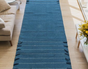 Esterilla de yoga de algodón orgánico – Tejida a mano, alfombra de viaje antideslizante, esterilla de yoga de algodón de 60 x 180 cm, alfombra ecológica estilo boho, esterilla de meditación antideslizante para ejercicios.
