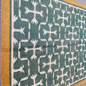 Wool Jute Kilim Rug Bohemian Kilim Area Rug, Navajo Flatweave Design, Indian Dhurrie Rug, Eco-Friendly Home Decor image 6
