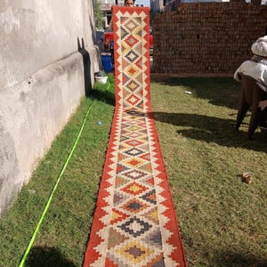 Stair Runner - Handmade Kilim Runner, Jute Hallway & Kitchen Decor, Custom Size 2x30 Feet, Washable Kilim for Outdoor Indoor Stairs Jute