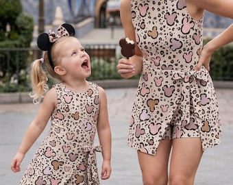 Stylish Mickey Leopard Print Tennis Dress Mother Daughter Matching Birthday Mother Day Summer Vacation 2026