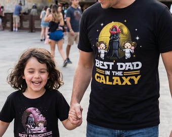 Custom Best Dad Galaxy-shirt, bijpassend vader-dochter-T-shirt, Star Wars-vaderdagcadeau