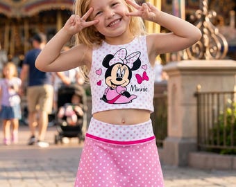 Magisches Minnie Maus Pink Mädchen Activewear-Set, Mädchen Athletik Set, Kinderfreizeitpark Sportbekleidung