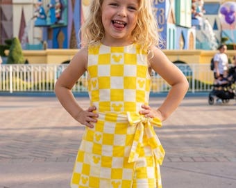 Zomerse geruite Mickey-tennisjurk, skort met esthetiekmuispictogram, gebonden damesoutfit, Magic Kingdom-hardloopjurk, zomersportkleding