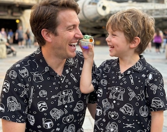 Star Wars-skjorta med knappar, Star Wars-kort, Star Wars Hawaiiskjorta, Star Wars-skjorta, Star Wars-skjorta för män, Aloha-skjorta, födelsedagspresent