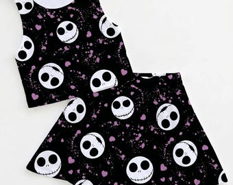 Halloween Jack Skellington Outfit, Activewear Set, Adult Child Disney Shirt, Athletic Set, Tank Skort Set, Disney Outfit