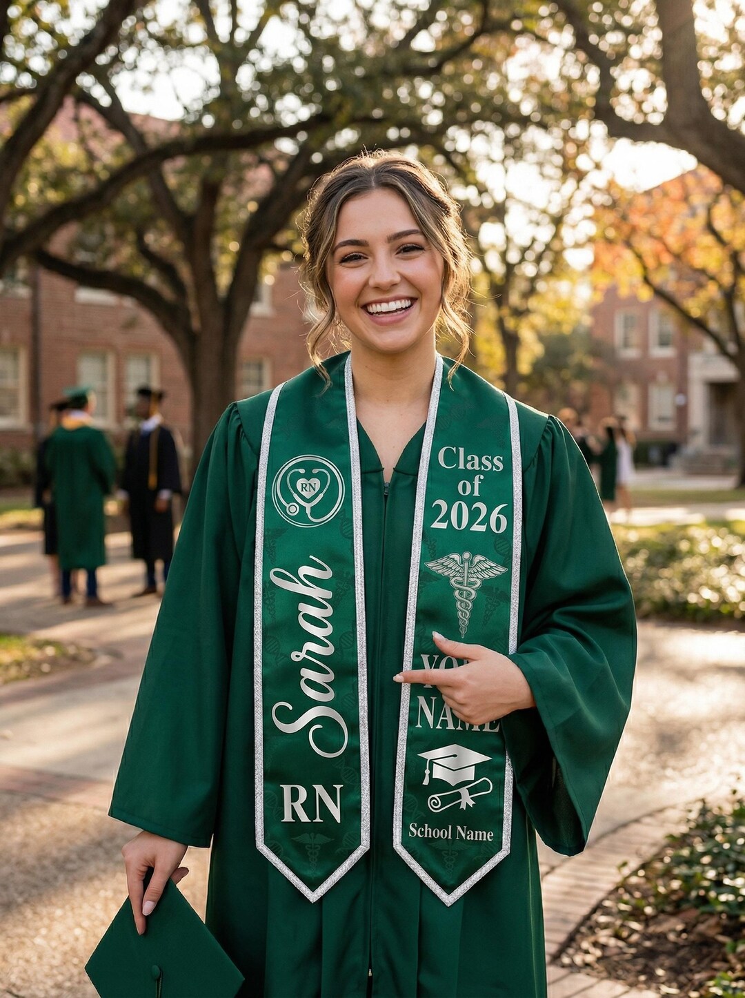 Personalized Nursing Graduation Stole, BSN ASN Grad Stole Class of 2026 ...