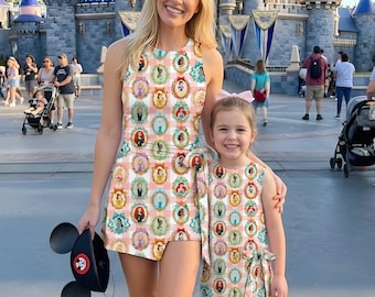 Princess Coquette geruite tennisjurk rok, Ariel Belle Assepoester tennisjurk, Disney prinsessenjurk, outfit moeder en mini Disney