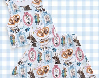 Betoverde Frozen Castle-sportkledingset, Elsa Anna blauw strikpatroon, run Disney Princess Marathon Motherday Mommy and Me outfit 2026