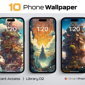 Mobile Phone Wallpapers, Fantasy Wallpaper iPhone, Illustration Smartphone Wallpaper Set, Phone Aesthetic Background, Digital Wallpaper