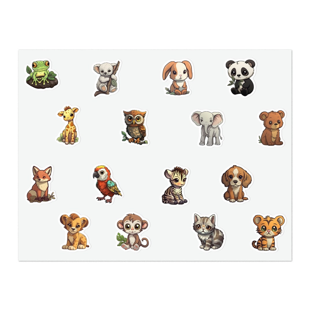 Cute Baby Animals Sticker Sheet 16 Pieces Etsy