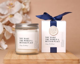 Vela "Haces del mundo un lugar mejor", vela con cita positiva, vela de la amistad, regalo para la salud mental, vela de afirmación, regalos para mejores amigos