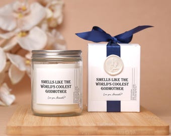 Personalized Smells Like Worlds Best Godmother Candle God Mother Gift Godmother Gift Custom Godmother Proposal God Parents Proposal Gift