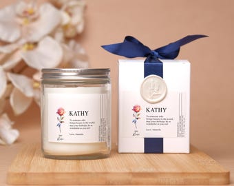 Personalized Birth Month Flower Candle: Soy Wax Birthday Gift