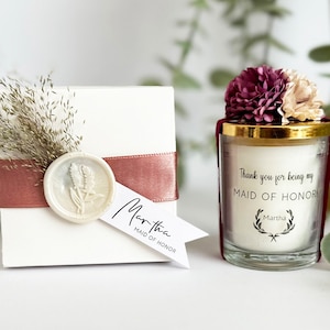 Candele personalizzate "Vuoi essere la mia damigella d'onore?", candele di soia per la proposta di matrimonio, regali per damigelle d'onore, regali di compleanno