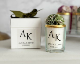 Personalisierte Hochzeitskerzengeschenke, Mini-Sojakerzen-Hochzeits-Bevorzugungen, Massenkerzen-Bevorzugungen für Hochzeitsfest, kundenspezifische Hochzeitsgastbevorzugungen