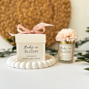 Baby Shower Birthday Party Favors For Guests in Bulk, Custom Baby Shower Favor Idea, Mini Candle Baby Shower Favors, Soy Candle with Flowers