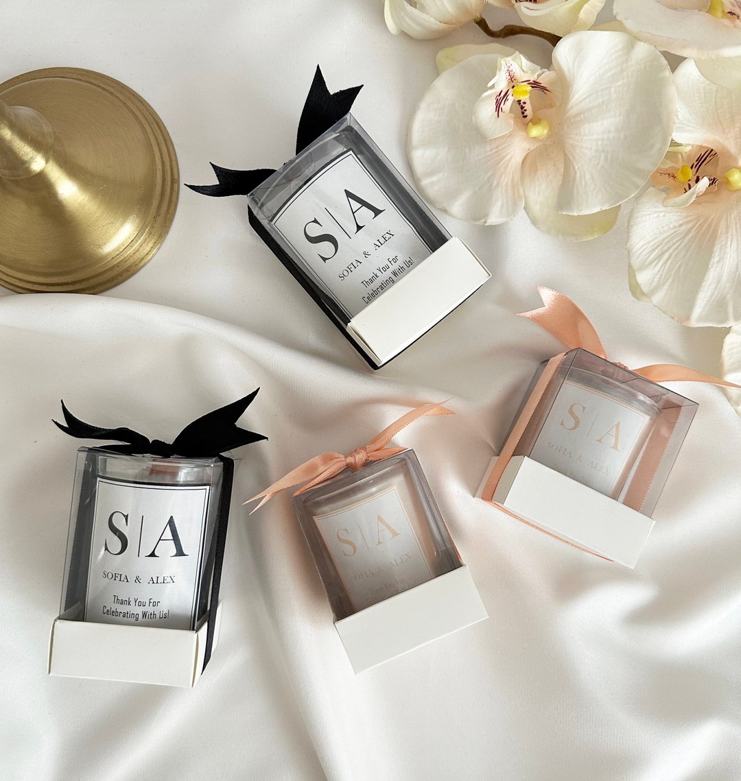 Personalized Wedding Candle Gift for Guests, Scented Soy Wax Candle ...