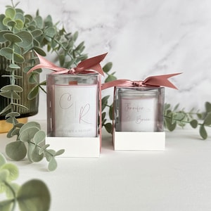 Personalized Wedding Candle Gift for Guests, Scented Soy Wax Candle ...