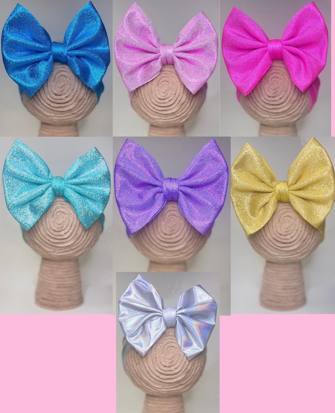 HOLOGRAPHIC 5 HEADWRAP BOWS Multiple Colors Baby Etsy