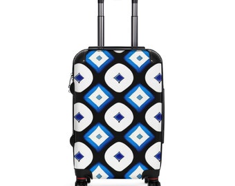 Blue & White Tile Pattern Suitcase