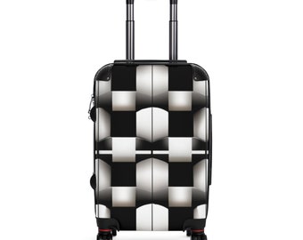 Black & White Checker Pattern Suitcase